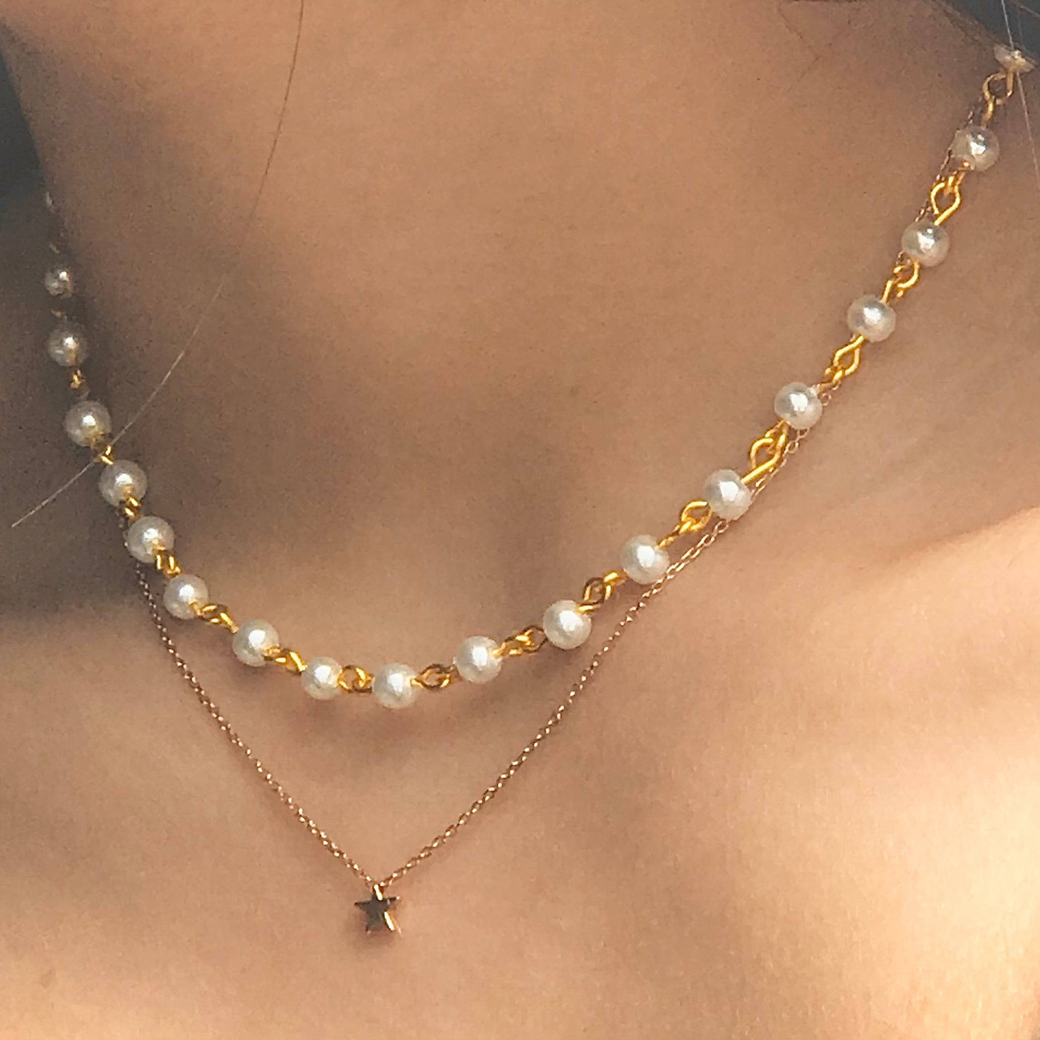 Baby Pearl Necklace in Gold - Main Image