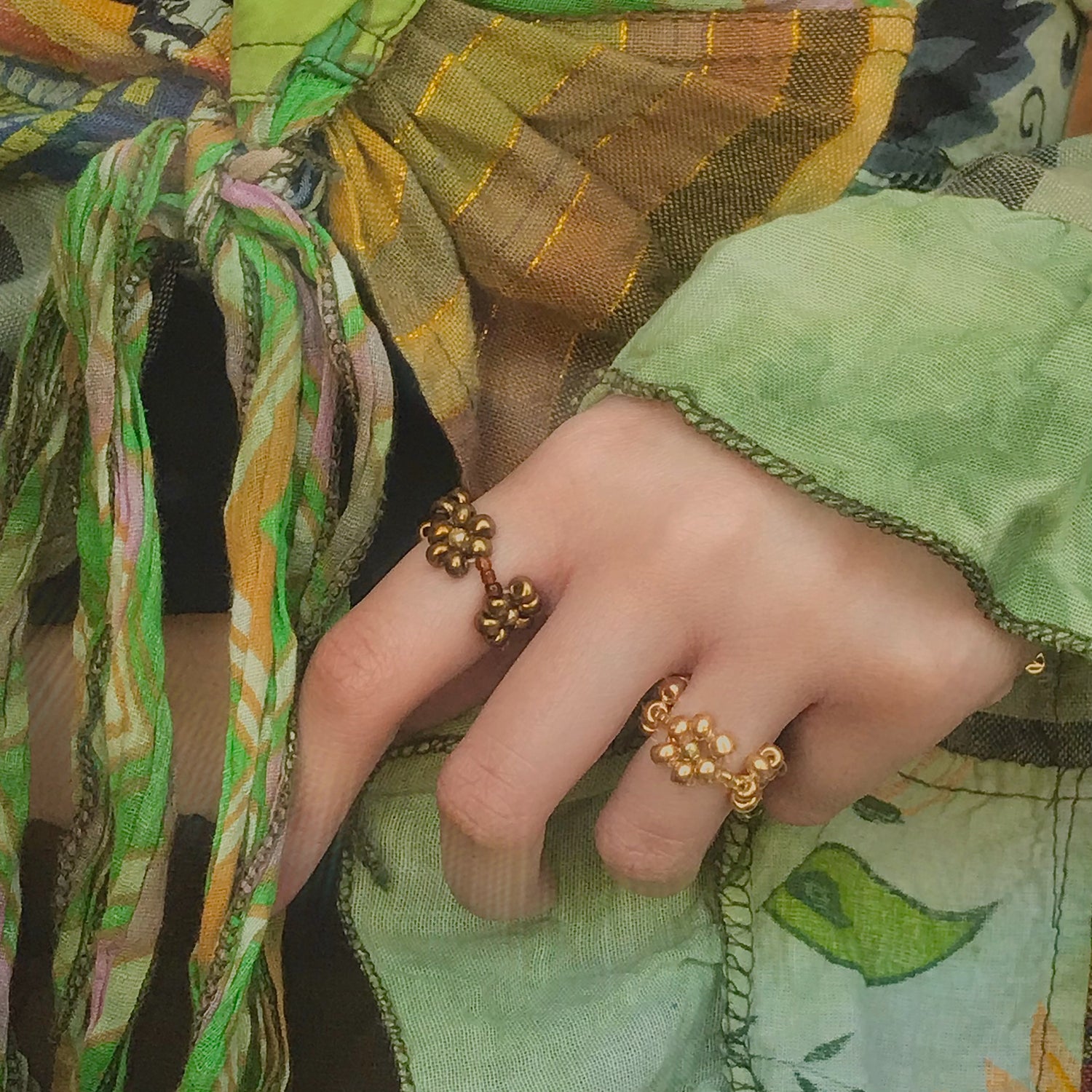 matchamai: Beaded Flower Rings