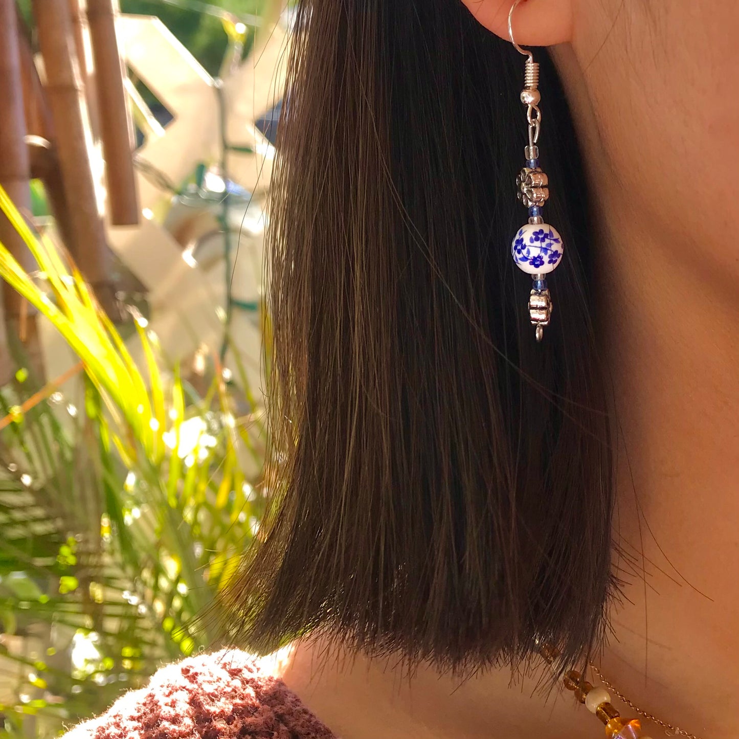 Floral Ceramic Bead Earrings