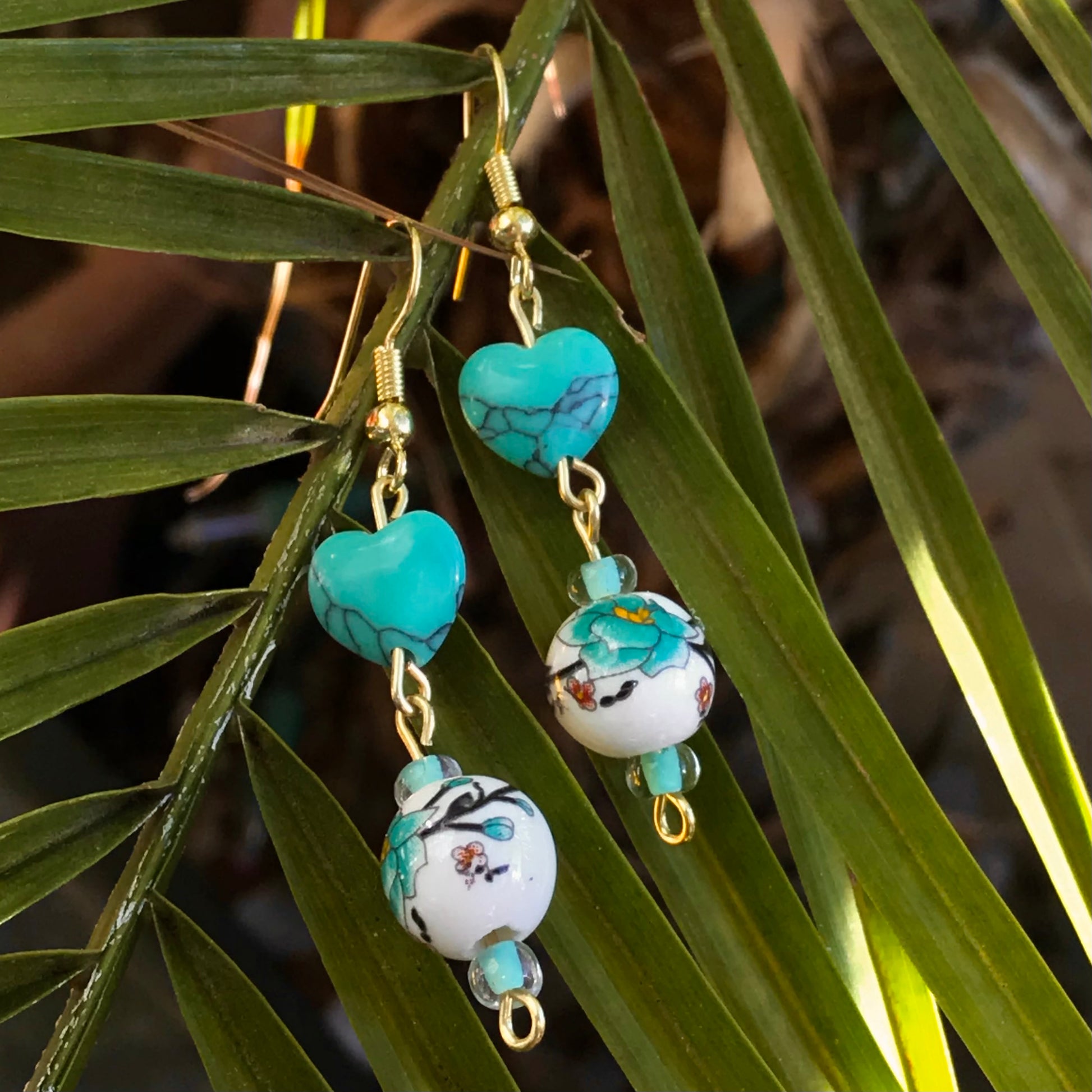 Teal Hearts Dangles