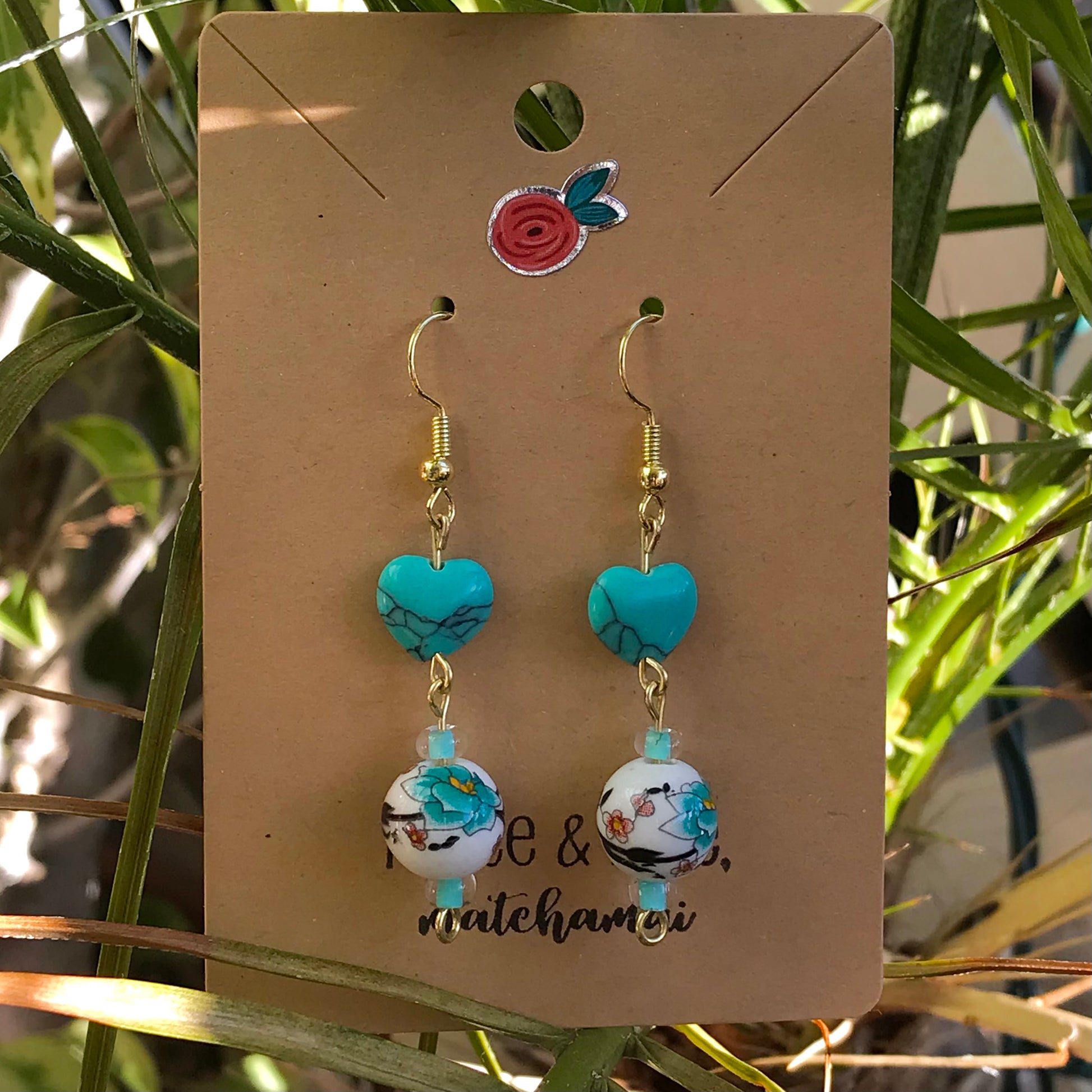 Teal Hearts Dangles