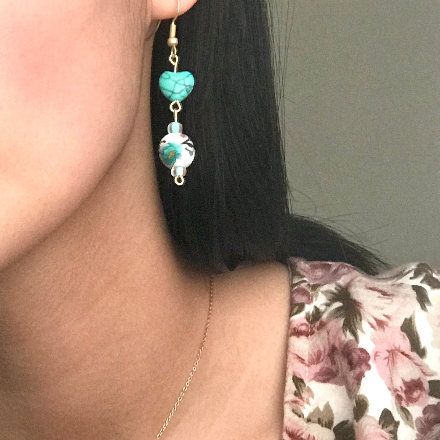 Teal Hearts Dangles